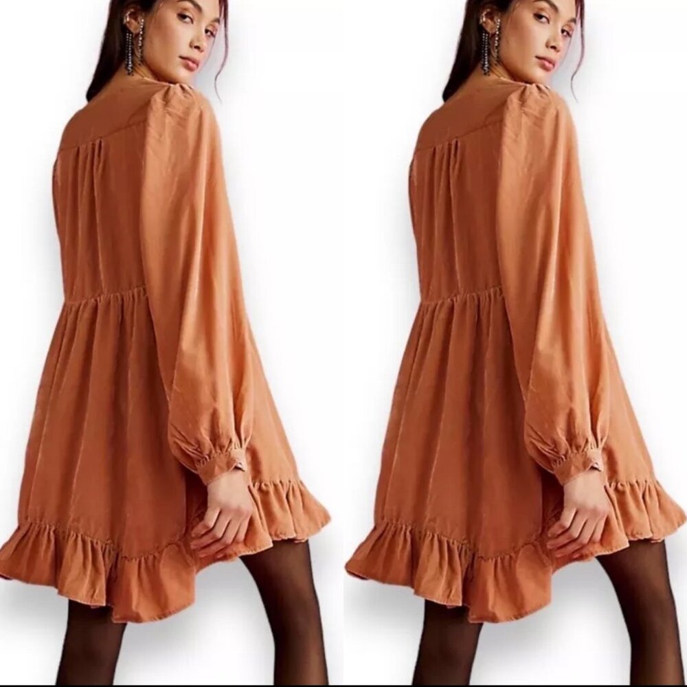 Free People Estella Velvet Mini Dress in Rose Pearl XS NWT
